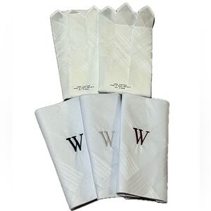 Men’s White Monogrammed “W” Handkerchief Set